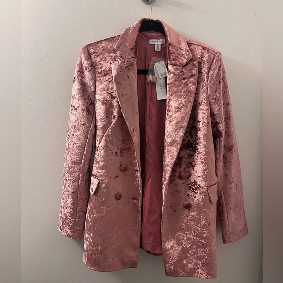 Topshop Jackets Coats Topshop Pink Crushed Velvet Blazer New